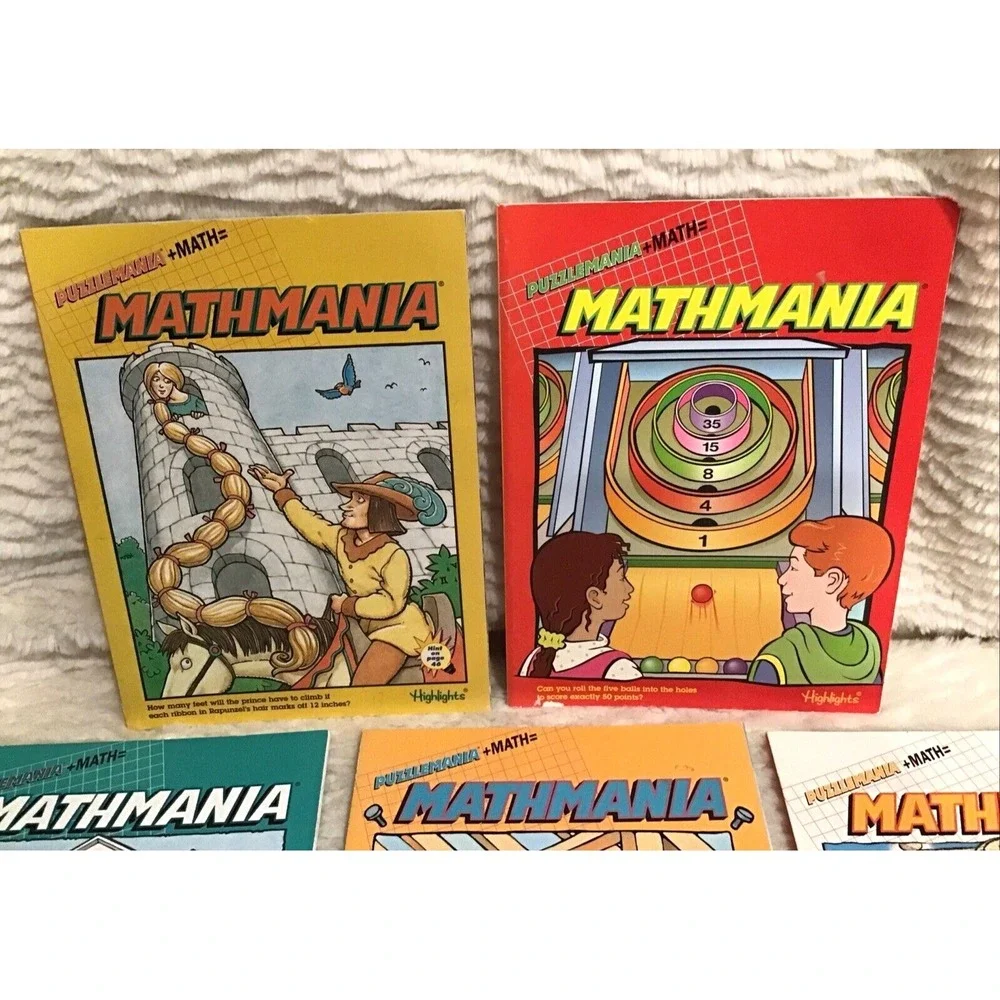 Highlights MATHMANIA Puzzle Books Homeschool Teacher Fun Math Lot of 6 Workbooks